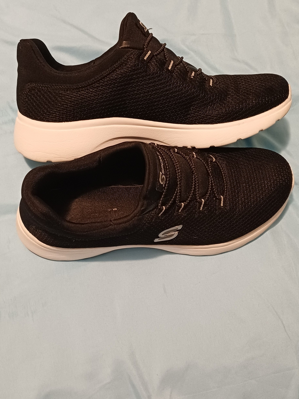 S Sport Skechers Women's Black Lightweight Knit Slip-On Sneakers